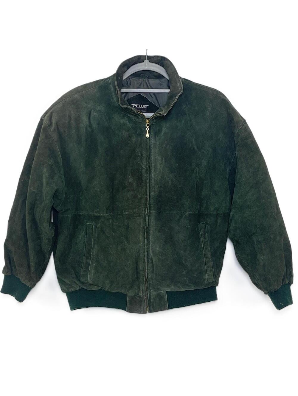Vintage 90's Pelle Petite Green Suede Bomber Jacket